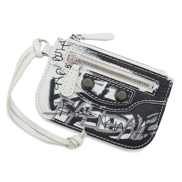 Balenciaga Graffiti Le Black Case White Wallet Cagole - Picture 1 of 7
